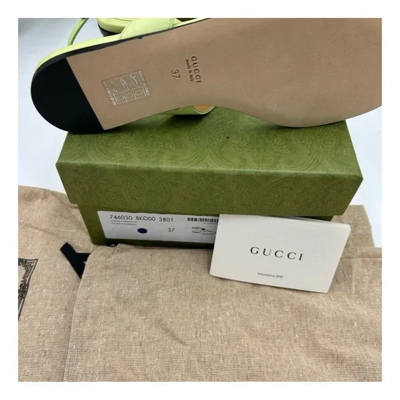 Gucci, GG Marmont, leather thong, sandals, pistachio size 37 made Italy - Picture 3 of 6